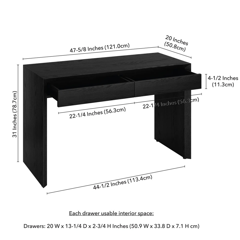 ESCRITORIO MODERNO GABRIELA 2 CAJONES NEGRO RYR MUEBLES - 4