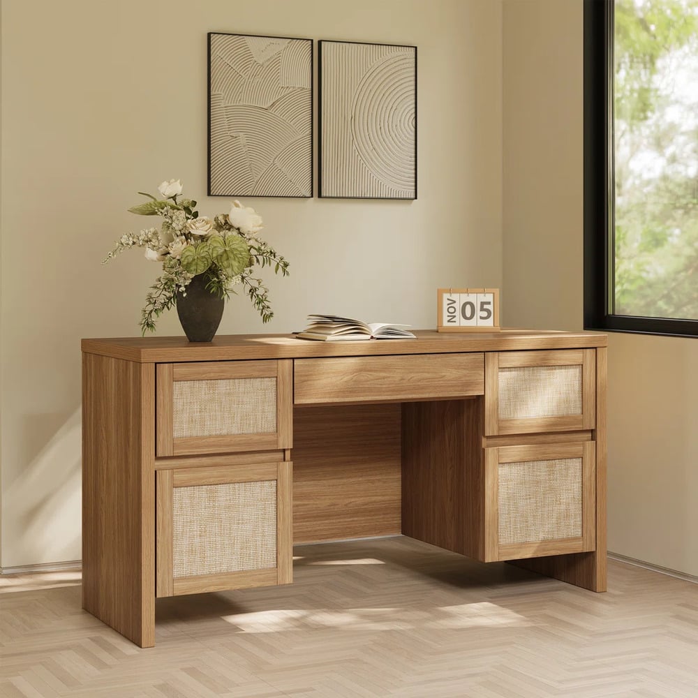 ESCRITORIO MODERNO MINIMALISTA ARABIA 5 CAJONES PANELA RYR MUEBLES - 1