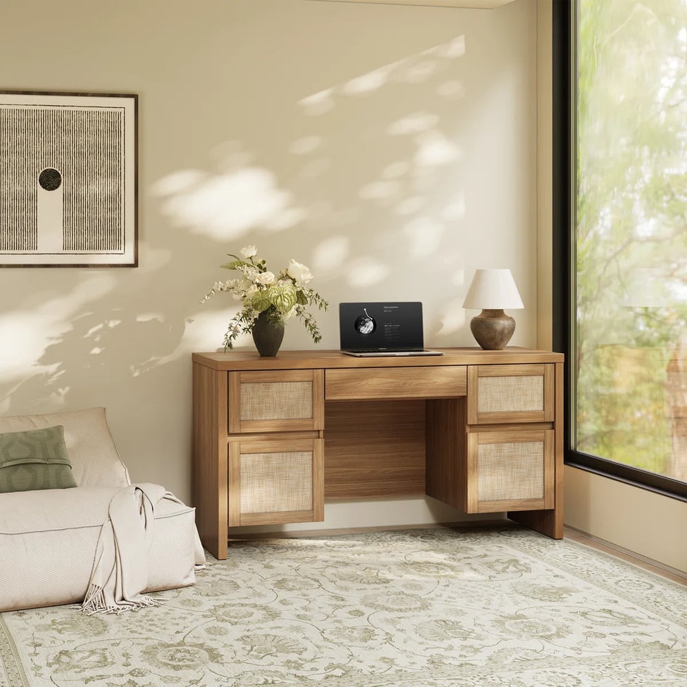 ESCRITORIO MODERNO MINIMALISTA ARABIA 5 CAJONES PANELA RYR MUEBLES - 2