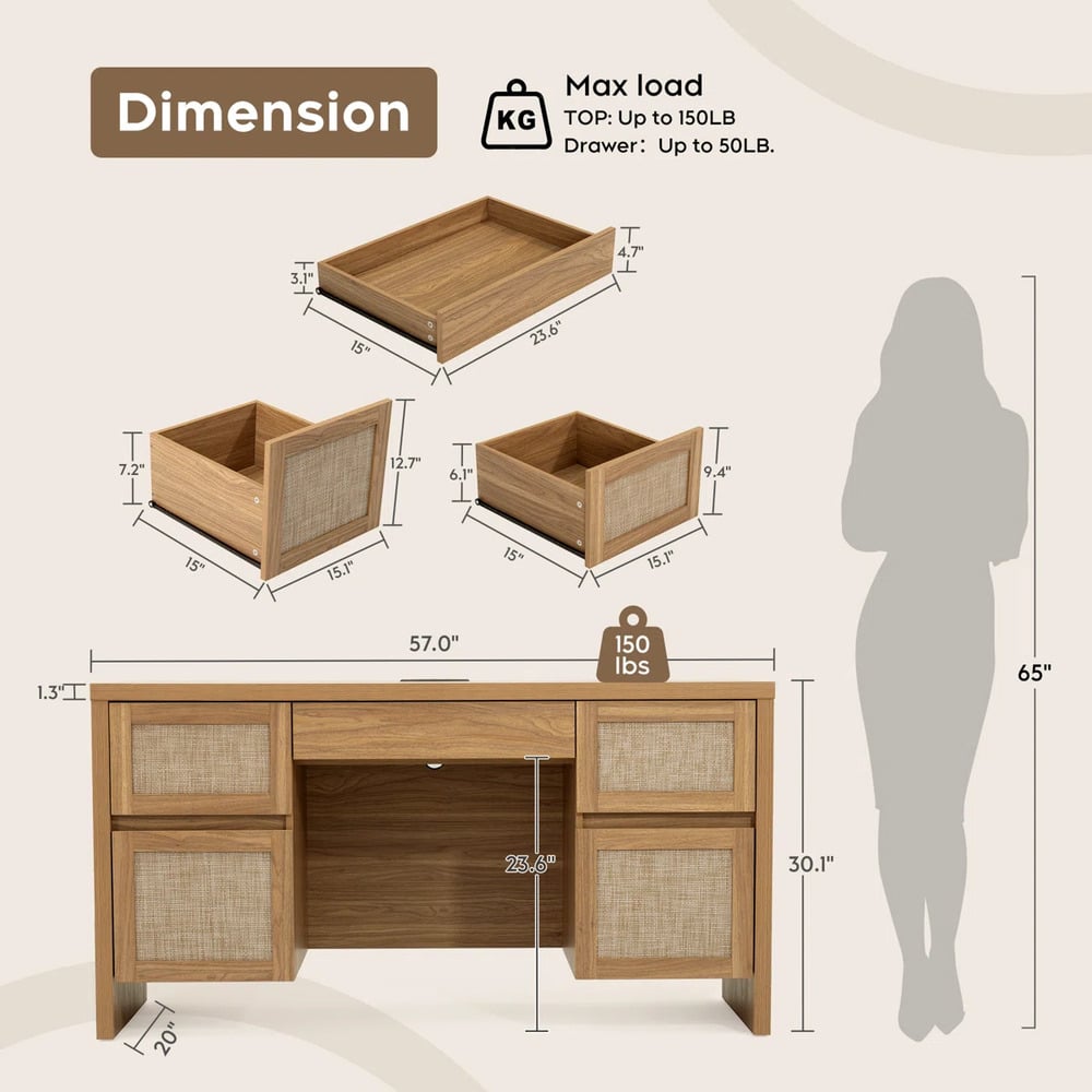 ESCRITORIO MODERNO MINIMALISTA ARABIA 5 CAJONES PANELA RYR MUEBLES - 4