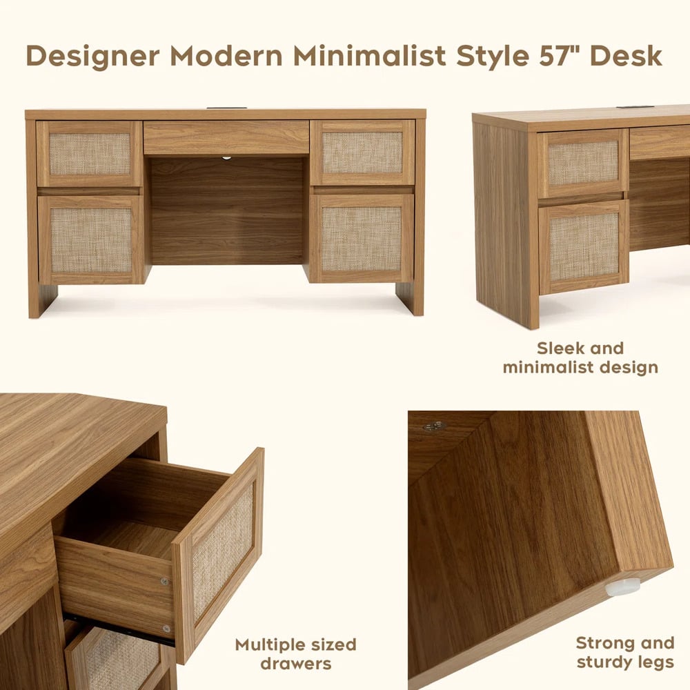 ESCRITORIO MODERNO MINIMALISTA ARABIA 5 CAJONES PANELA RYR MUEBLES - 5