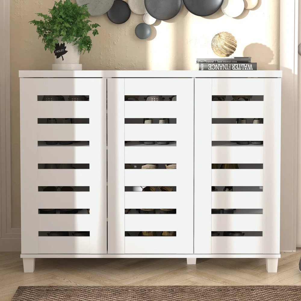 ZAPATERA MODERNA DELIA 3 PUERTAS BLANCO RYR MUEBLES - 1