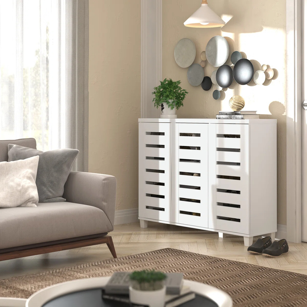 ZAPATERA MODERNA DELIA 3 PUERTAS BLANCO RYR MUEBLES - 4