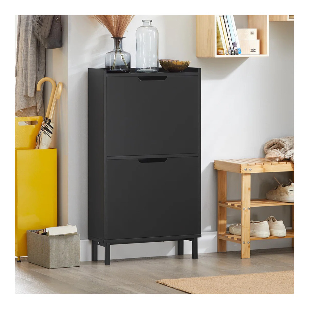 ZAPATERA MODERNA JULIUS 2 PUERTAS NEGRO RYR MUEBLES - 1