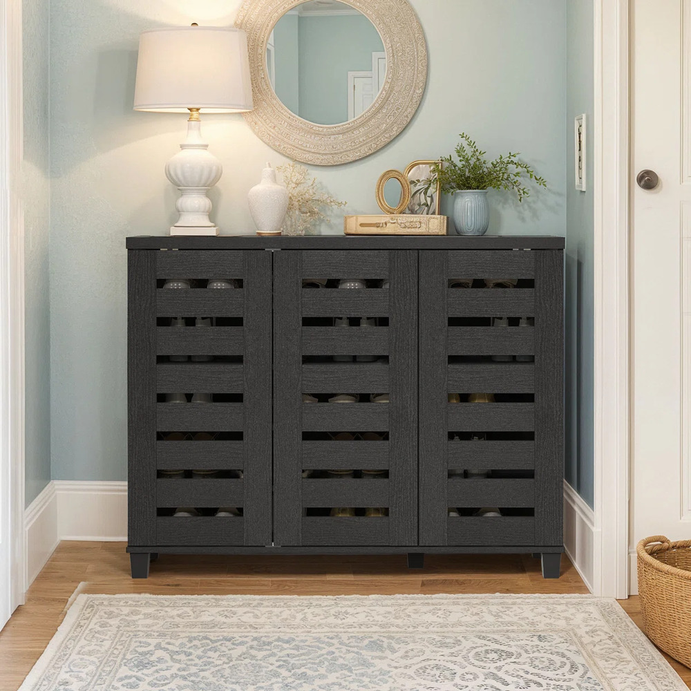 ZAPATERA MODERNA DELIA 3 PUERTAS NEGRO RYR MUEBLES - 1