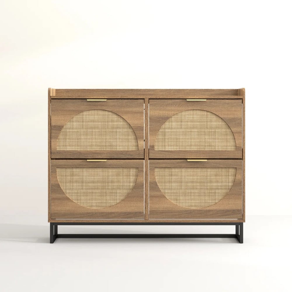 ZAPATERA NÓRDICA ANAÍS 4 PUERTAS CON RATÁN RYR MUEBLES - 3