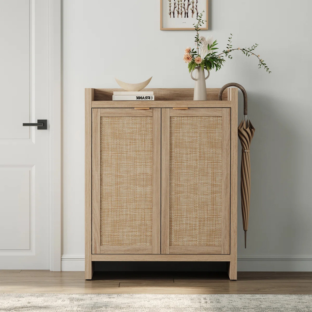 ZAPATERA NÓRDICA OFELIA ROVERE 2 PUERTAS CON RATÁN RYR MUEBLES - 1