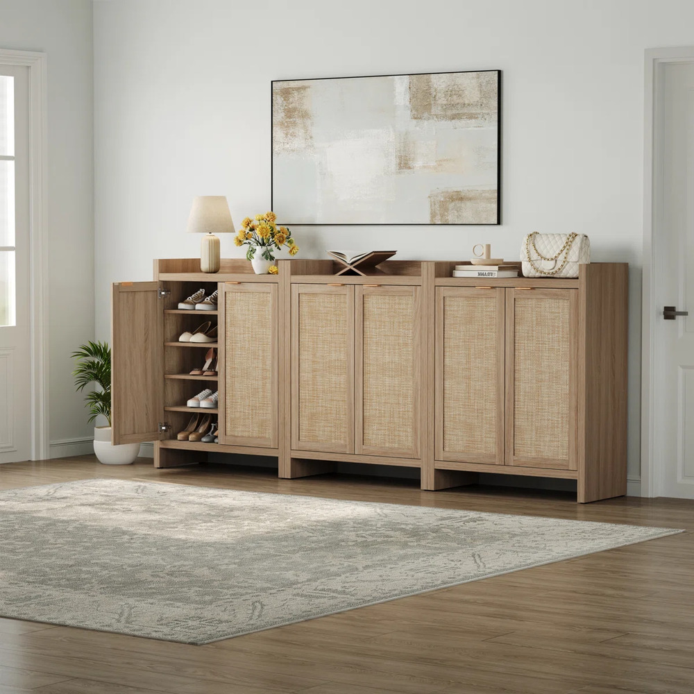 ZAPATERA NÓRDICA OFELIA ROVERE 2 PUERTAS CON RATÁN RYR MUEBLES - 4