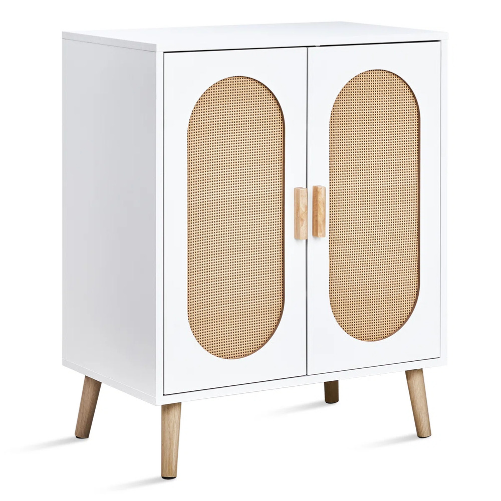 ZAPATERA NÓRDICA REBECA BLANCO 2 PUERTAS CON RATÁN RYR MUEBLES - 3