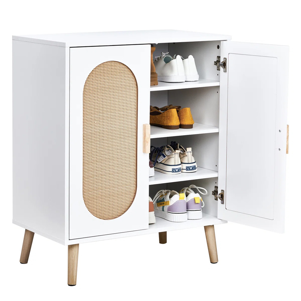 ZAPATERA NÓRDICA REBECA BLANCO 2 PUERTAS CON RATÁN RYR MUEBLES - 4