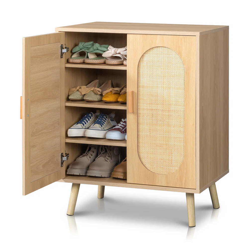 ZAPATERA NÓRDICA REBECA ROBLE 2 PUERTAS CON RATÁN RYR MUEBLES - 3