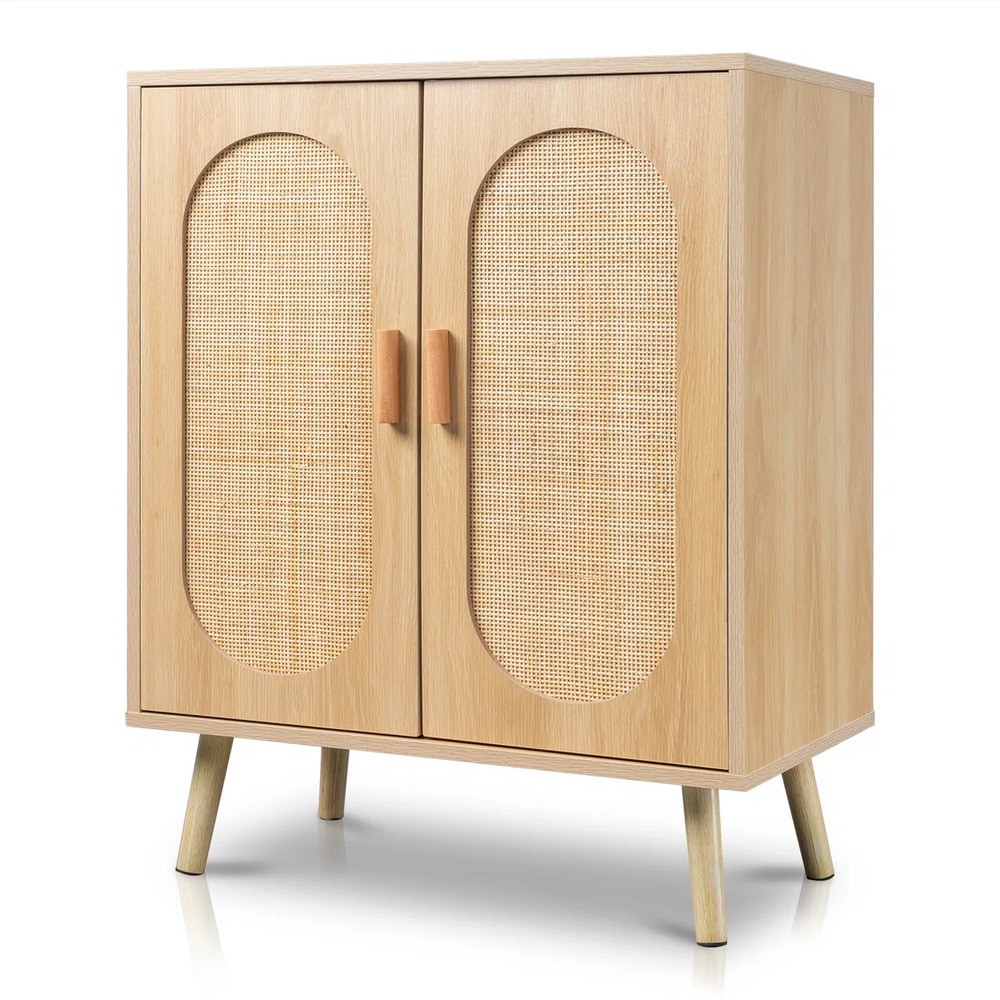 ZAPATERA NÓRDICA REBECA ROBLE 2 PUERTAS CON RATÁN RYR MUEBLES - 4