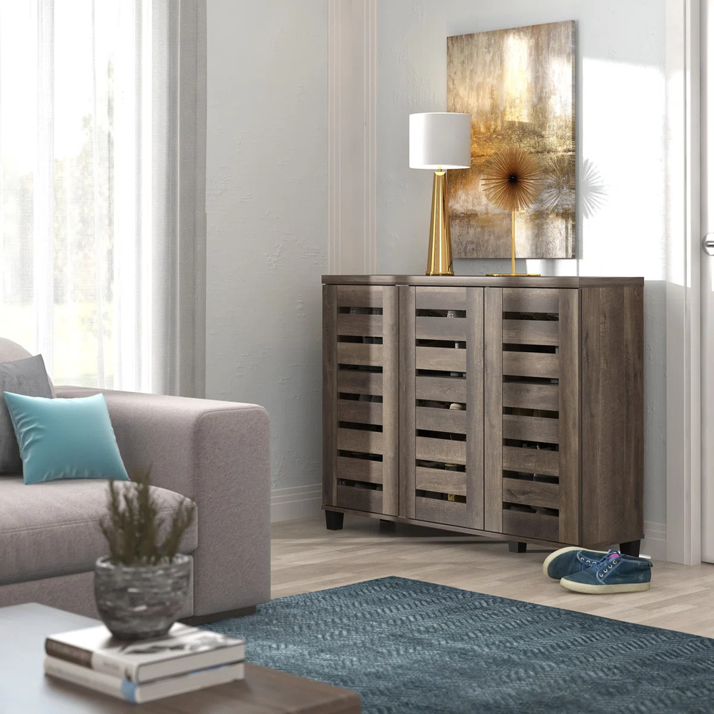 ZAPATERA MODERNA DELIA 3 PUERTAS MARRÓN RYR MUEBLES - 4