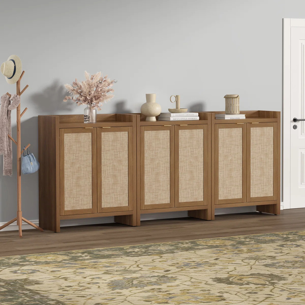 ZAPATERA NÓRDICA OFELIA MARRÓN 2 PUERTAS CON RATÁN RYR MUEBLES - 4