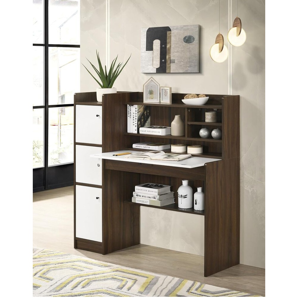ESCRITORIO MODERNO JERRI MARRÓN Y BLANCO RYR MUEBLES - 1