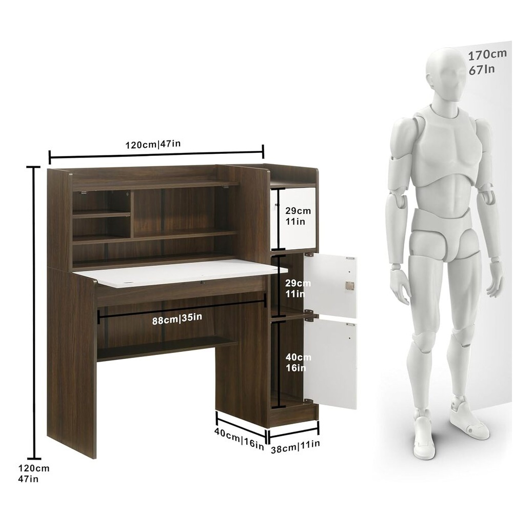 ESCRITORIO MODERNO JERRI MARRÓN Y BLANCO RYR MUEBLES - 3