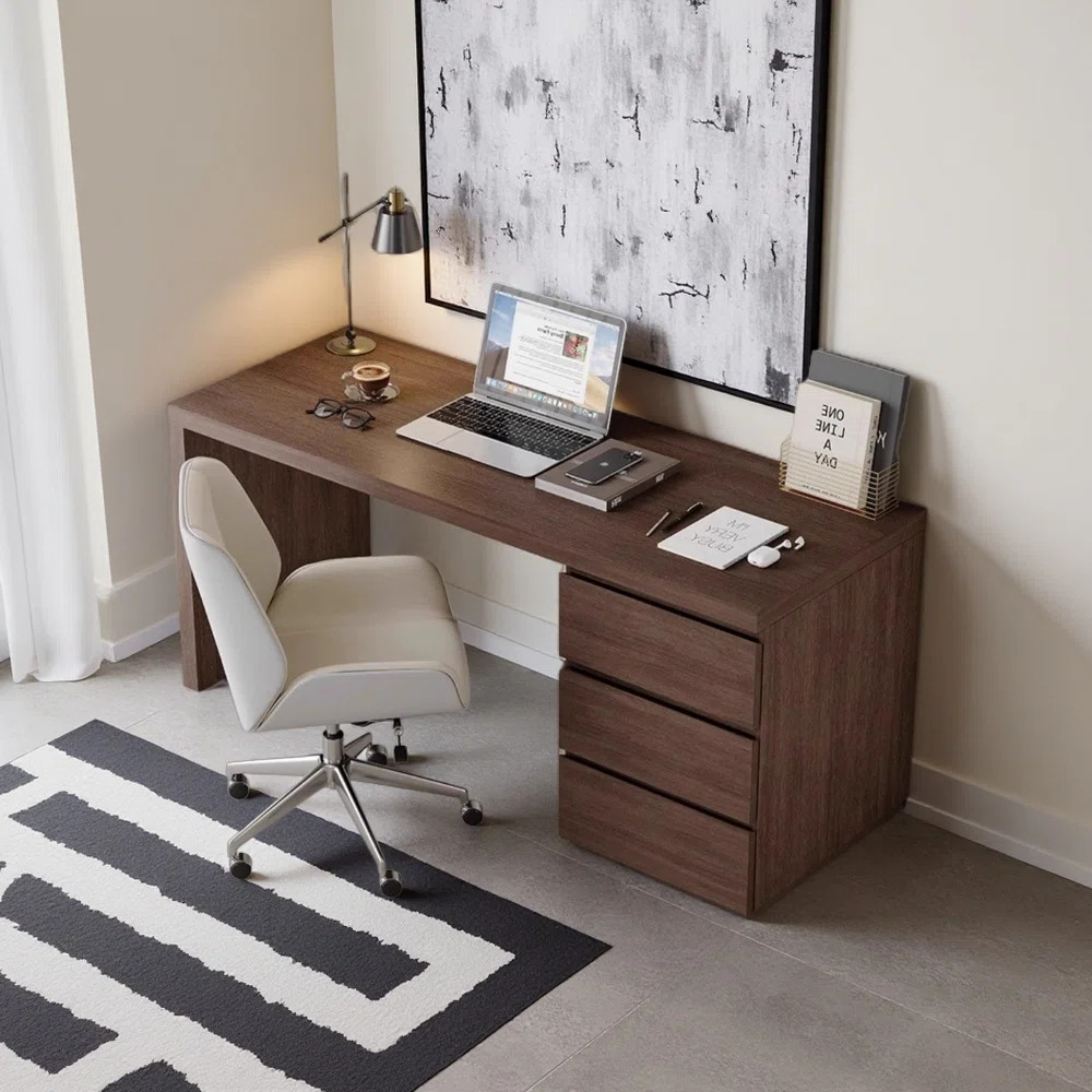 ESCRITORIO MODERNO MEDINA 3 CAJONES MARRÓN RYR MUEBLES - 1