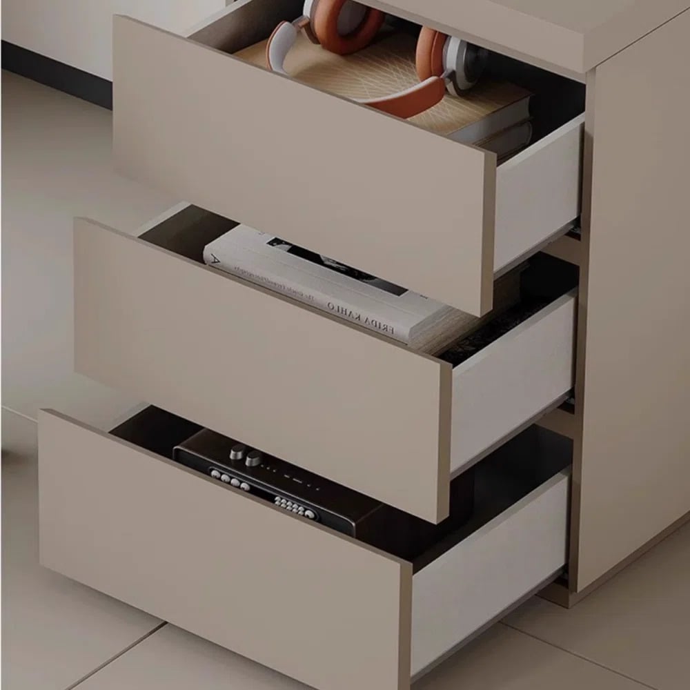 ESCRITORIO MODERNO MEDINA 3 CAJONES MARRÓN Y TAUPE RYR MUEBLES - 2