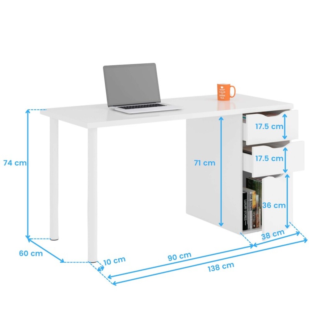 ESCRITORIO MODERNO VERA 138 CM BLANCO RYR MUEBLES - 3