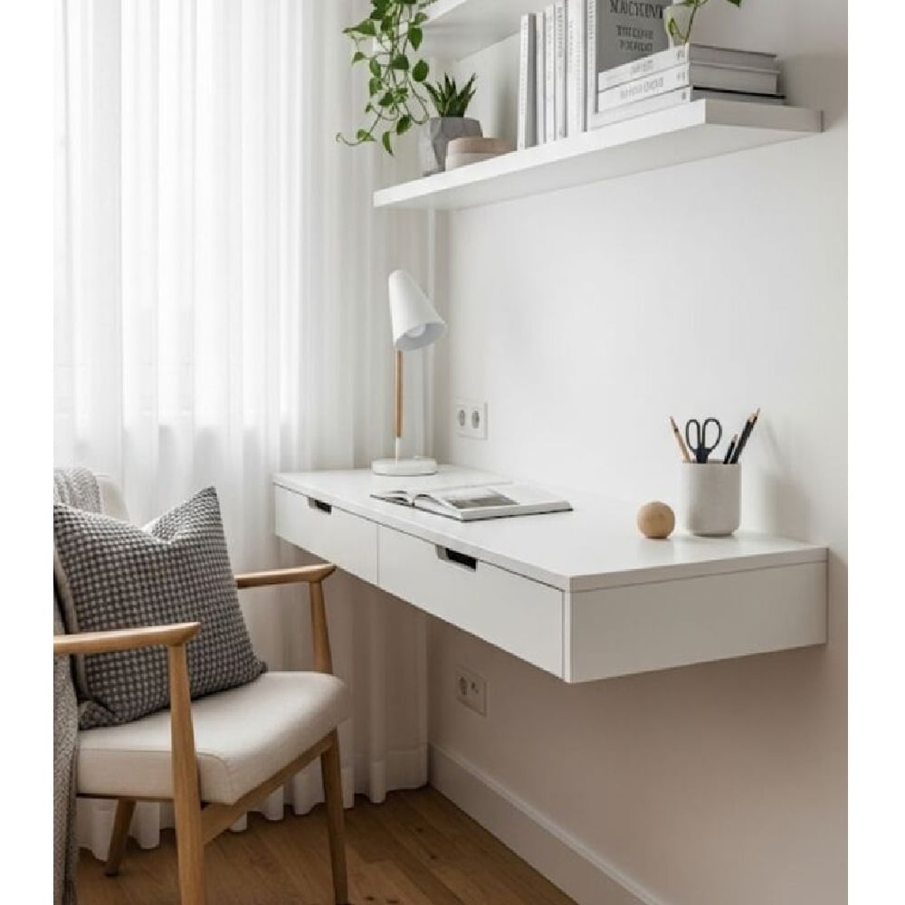 ESCRITORIO FLOTANTE KILLA 2 CAJONES BLANCO RYR MUEBLES - 2