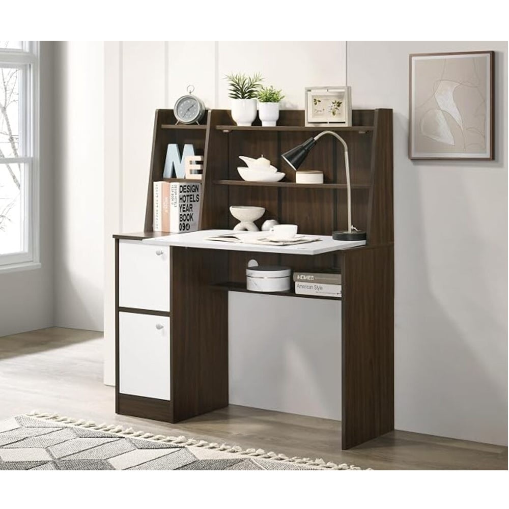 ESCRITORIO MODERNO BRIVIO MARRÓN Y BLANCO RYR MUEBLES - 1
