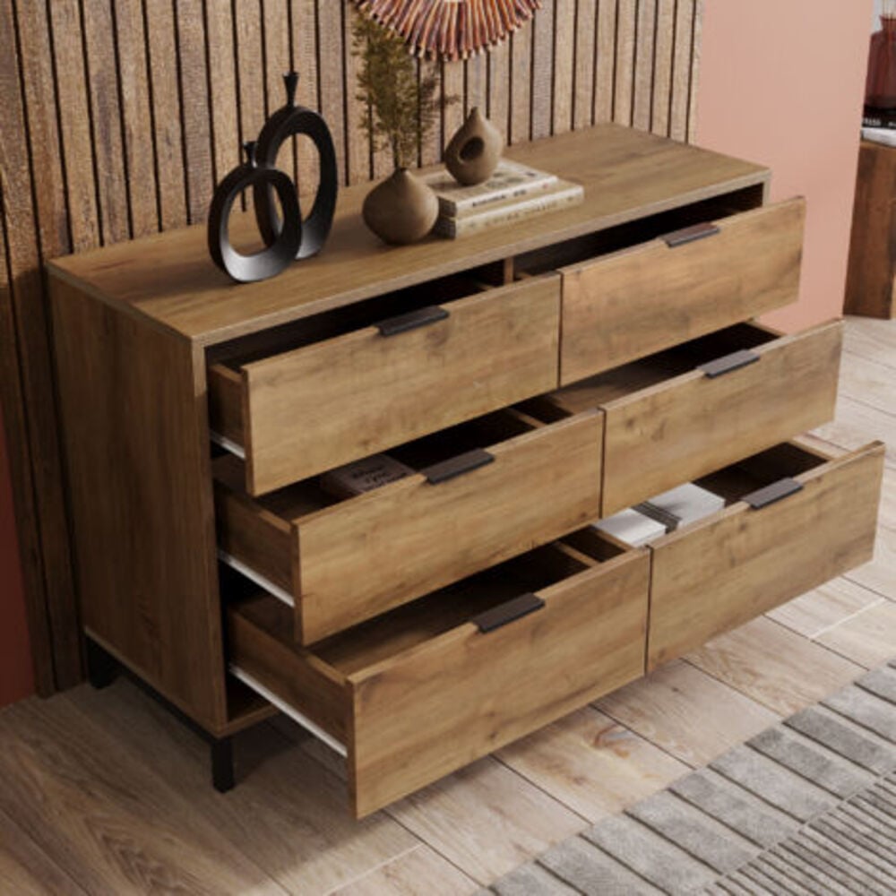 CÓMODA MODERNA LEO 6 CAJONES MARRÓN RYR MUEBLES - 2