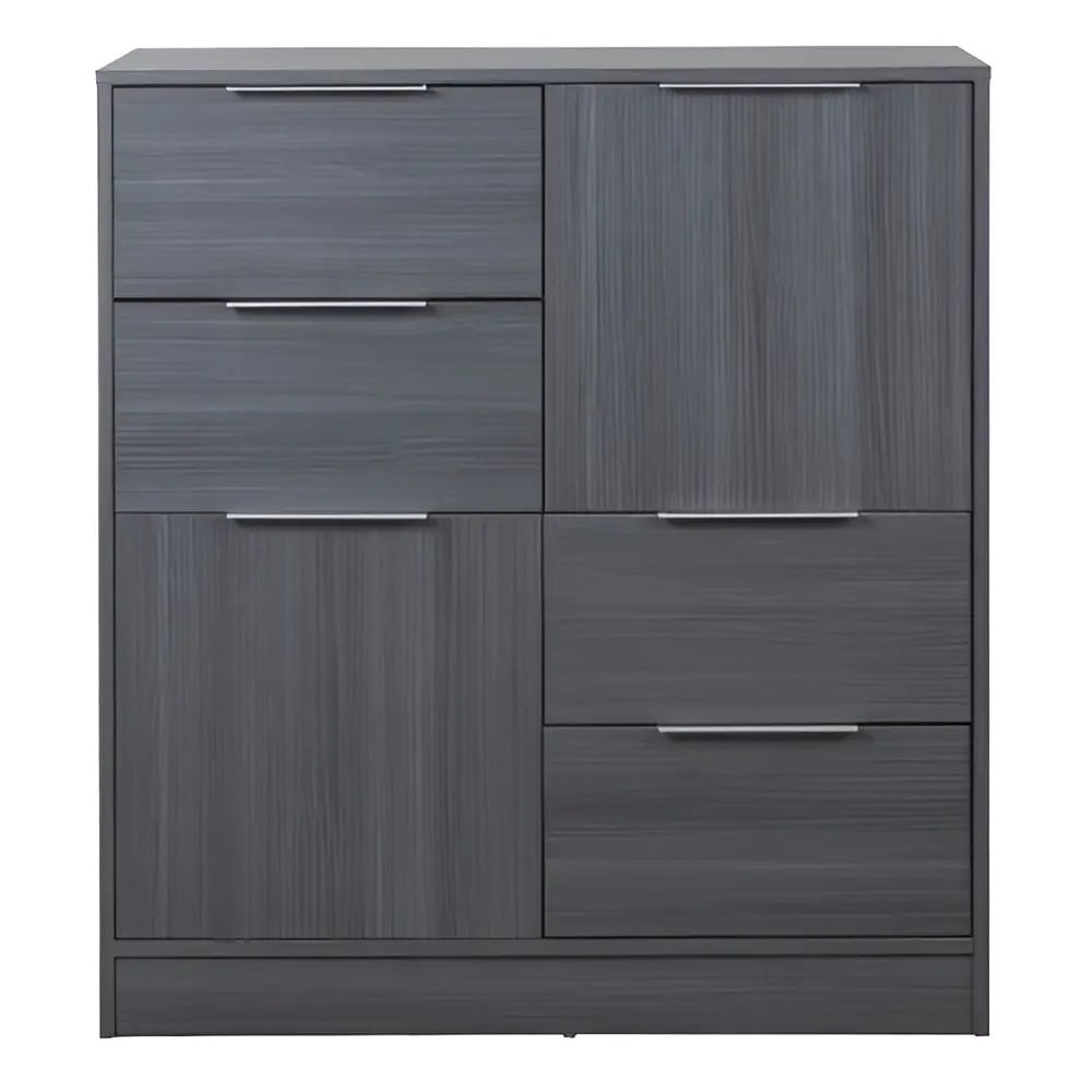 CÓMODA MODERNA JAMES GRIS ROBLE 2 PUERTAS 4 CAJONES RYR MUEBLES - 2
