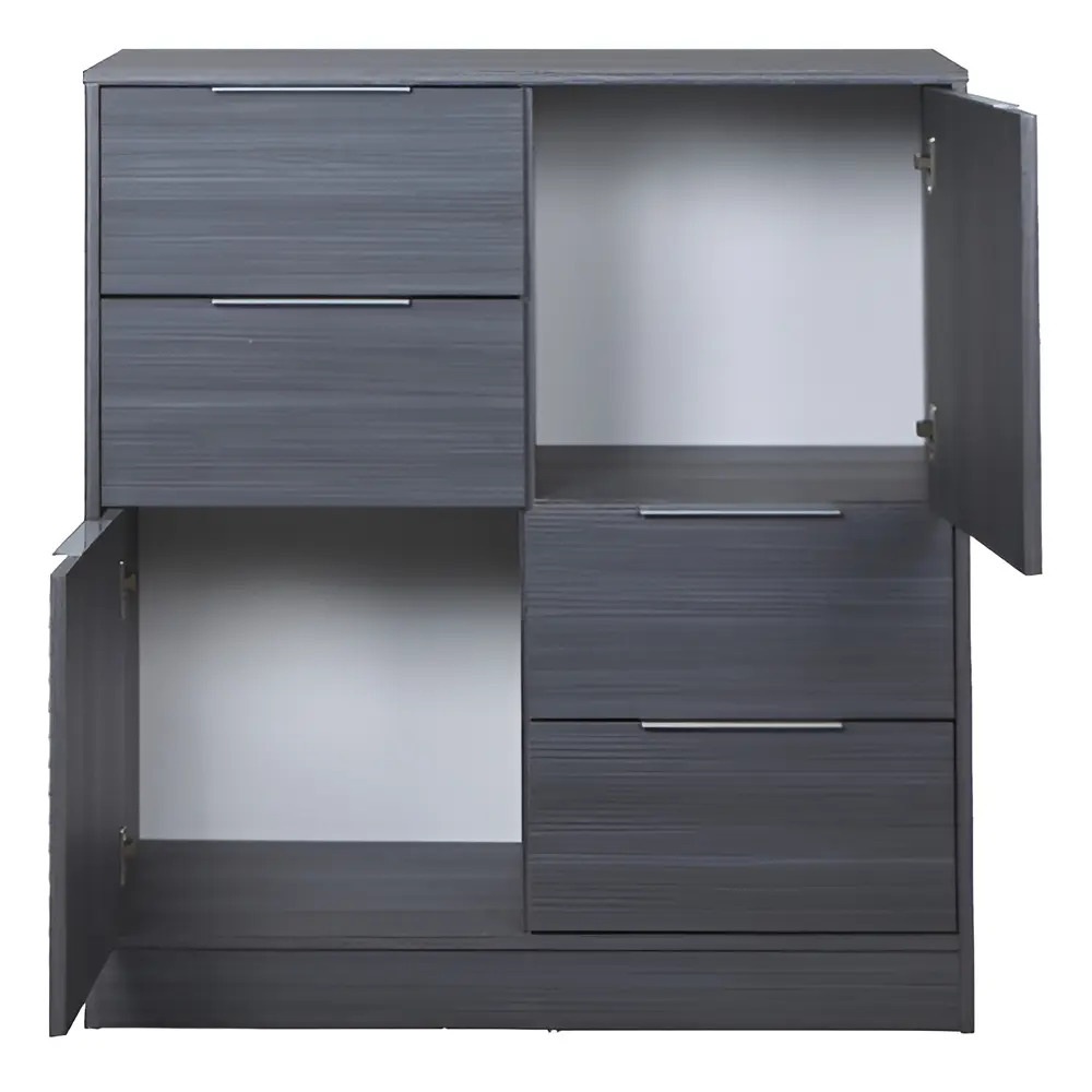 CÓMODA MODERNA JAMES GRIS ROBLE 2 PUERTAS 4 CAJONES RYR MUEBLES - 3