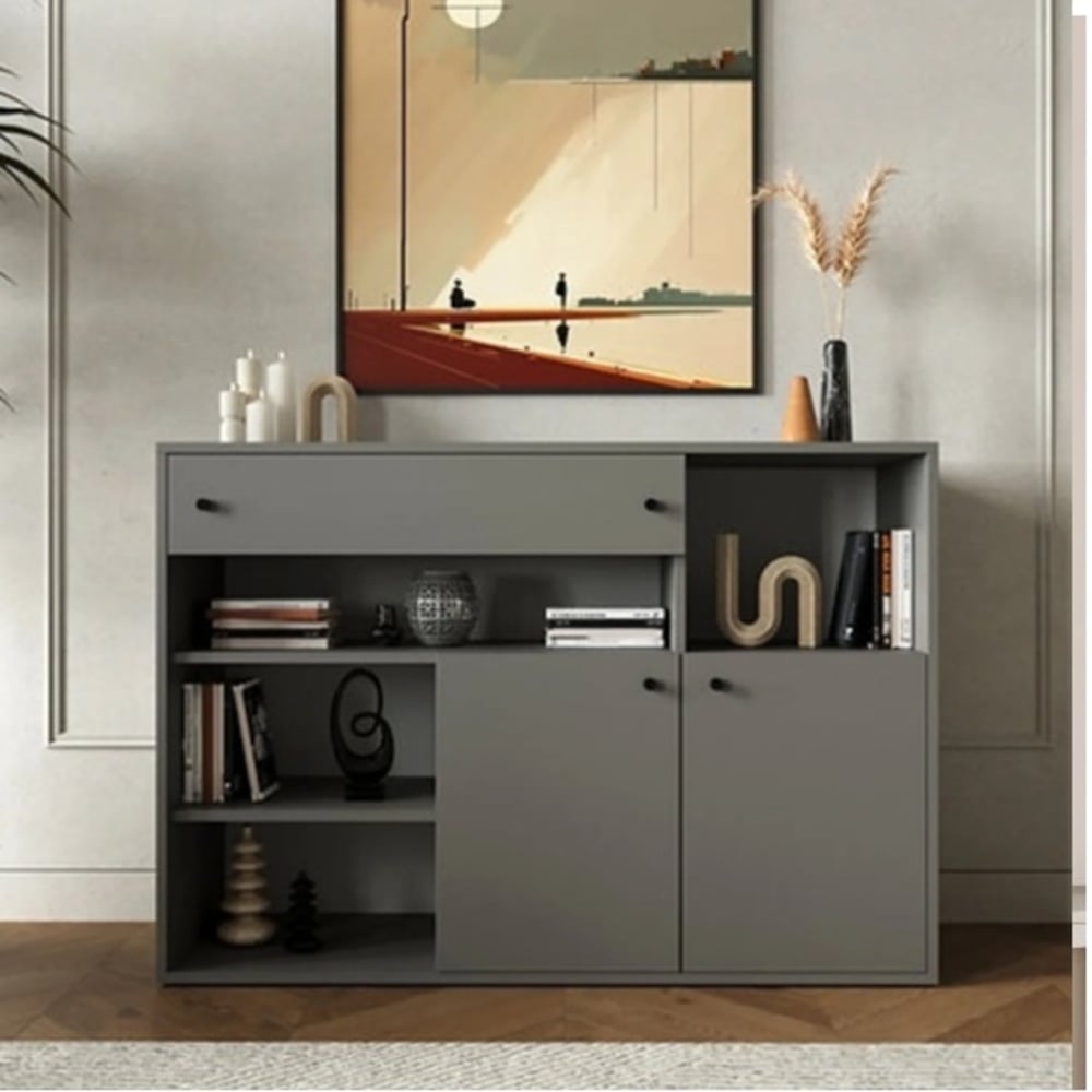 CÓMODA MODERNA AIMAR 1 CAJÓN 2 PUERTAS PLOMO RYR MUEBLES - 1