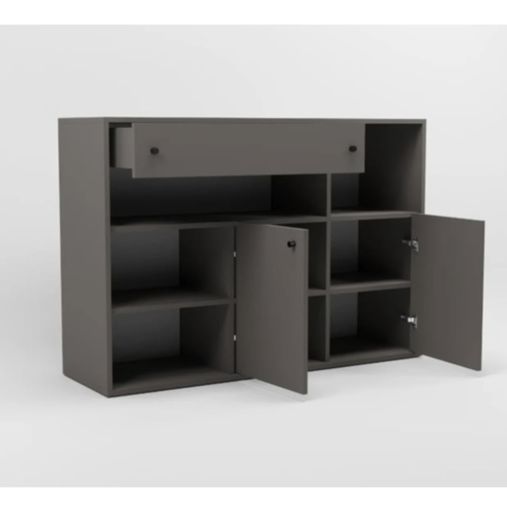 CÓMODA MODERNA AIMAR 1 CAJÓN 2 PUERTAS PLOMO RYR MUEBLES - 4