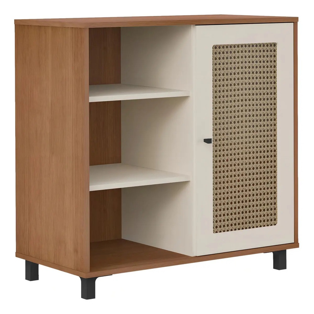 COMBO MESA DE TV Y APARADOR NÓRDICA SAGRA CON RATÁN PANELA Y BLANCO RYR MUEBLES - 3