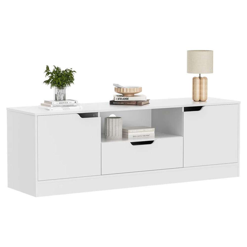 MESA DE TV MODERNA BETY 2 PUERTAS 1 CAJÓN BLANCO RYR MUEBLES - 3
