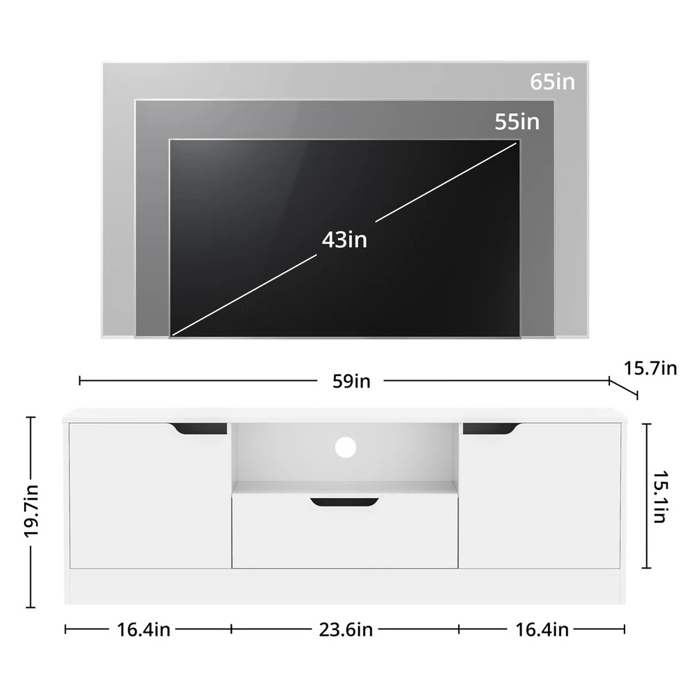 MESA DE TV MODERNA BETY 2 PUERTAS 1 CAJÓN BLANCO RYR MUEBLES - 4