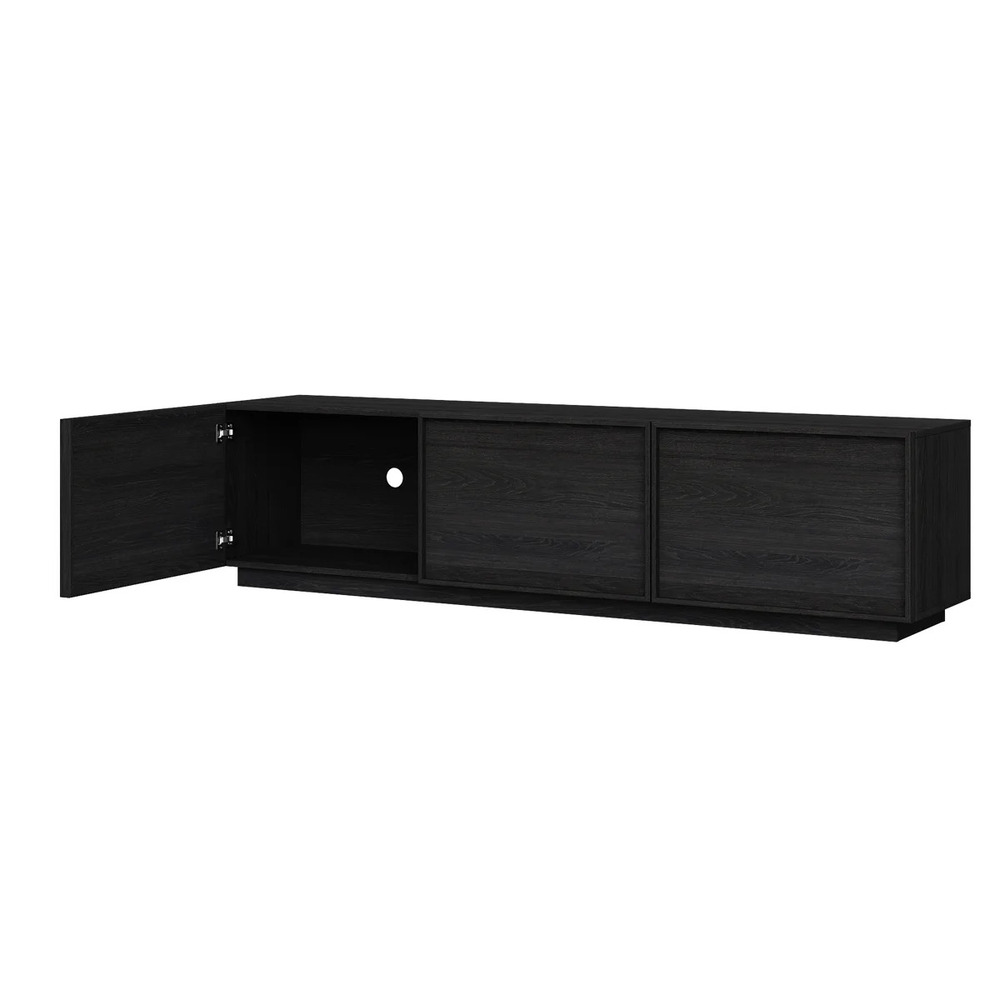 MESA DE TV MODERNA ZAVALA 3 PUERTAS NEGRO RYR MUEBLES - 3