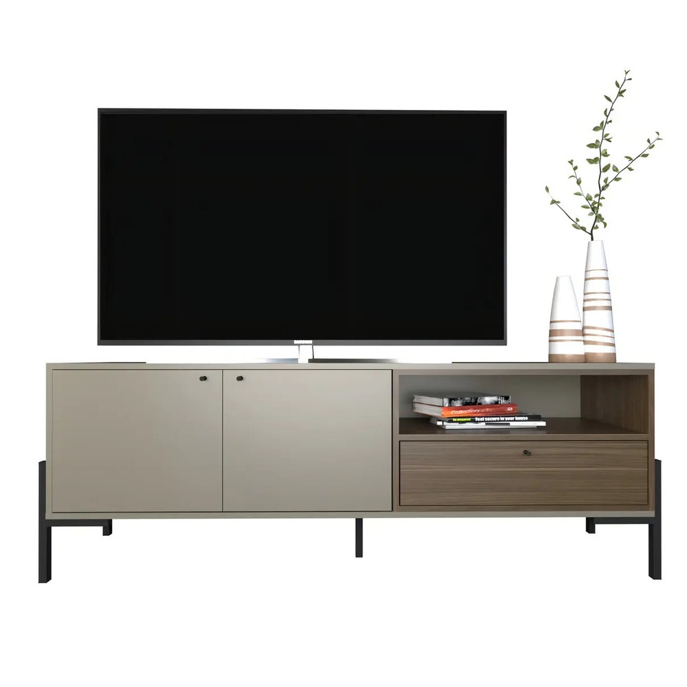 MESA DE TV MODERNA VICENTE TAUPE Y GALES RYR MUEBLES - 2