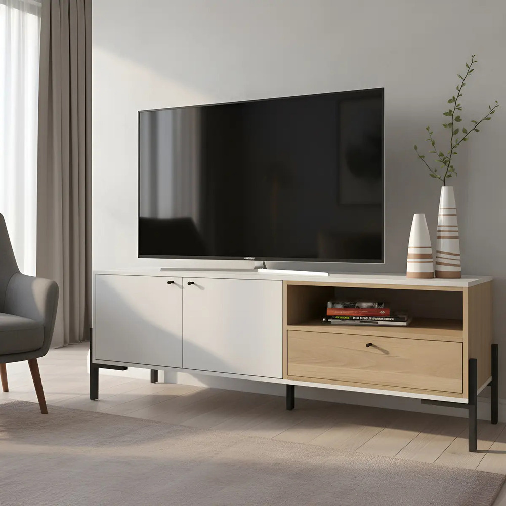 MESA DE TV MODERNA VICENTE BLANCO Y DUNA RYR MUEBLES - 1