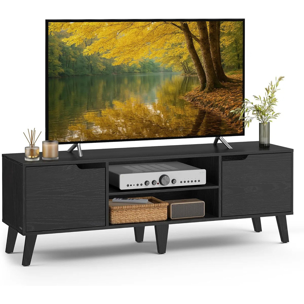 MESA DE TV MODERNA KAREN 2 PUERTAS NEGRO RYR MUEBLES - 2