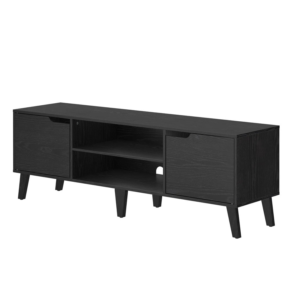MESA DE TV MODERNA KAREN 2 PUERTAS NEGRO RYR MUEBLES - 3