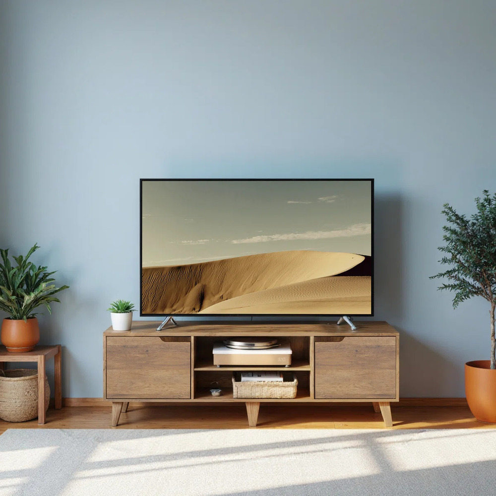 MESA DE TV MODERNA KAREN 2 PUERTAS MARRÓN RYR MUEBLES - 1