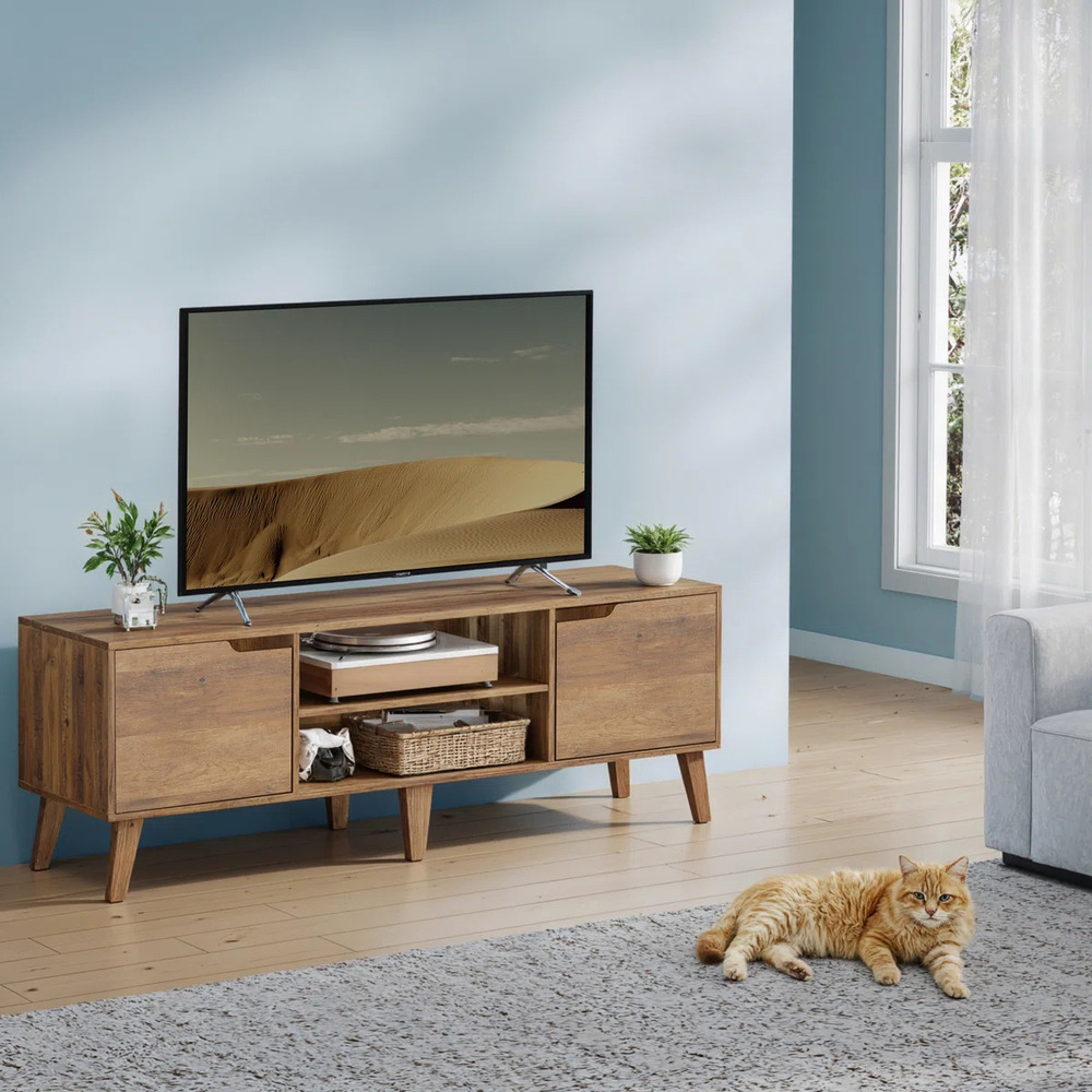 MESA DE TV MODERNA KAREN 2 PUERTAS MARRÓN RYR MUEBLES - 2