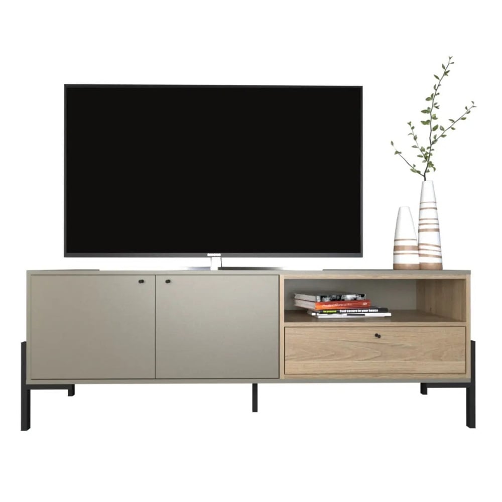 MESA DE TV MODERNA VICENTE TAUPE Y DUNA RYR MUEBLES - 2