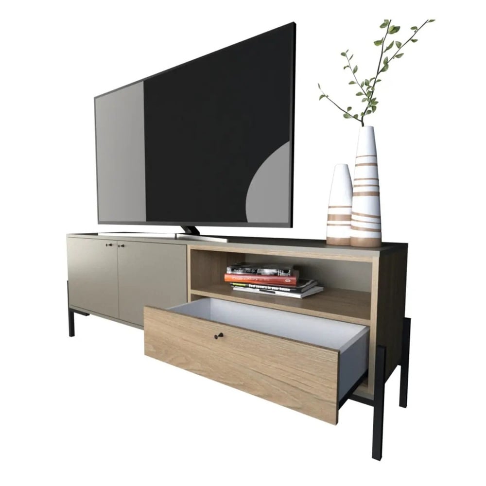MESA DE TV MODERNA VICENTE TAUPE Y DUNA RYR MUEBLES - 3