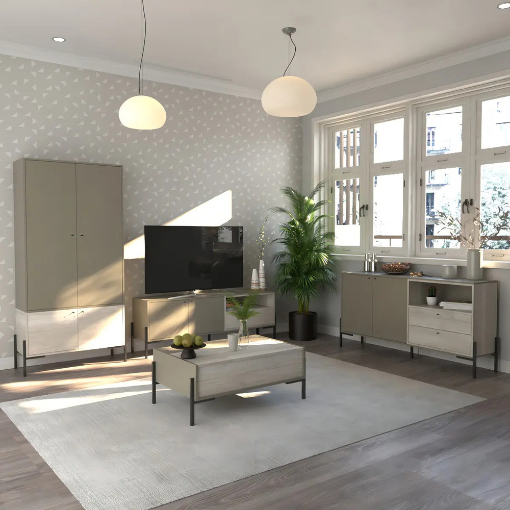 MESA DE TV MODERNA VICENTE TAUPE Y ARTIKO RYR MUEBLES - 4