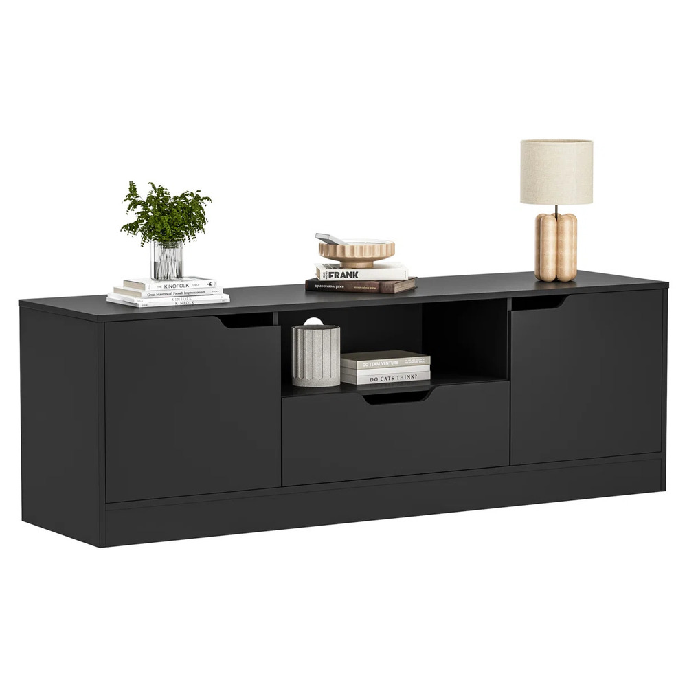 MESA DE TV MODERNA BETY 2 PUERTAS 1 CAJÓN NEGRO RYR MUEBLES - 3
