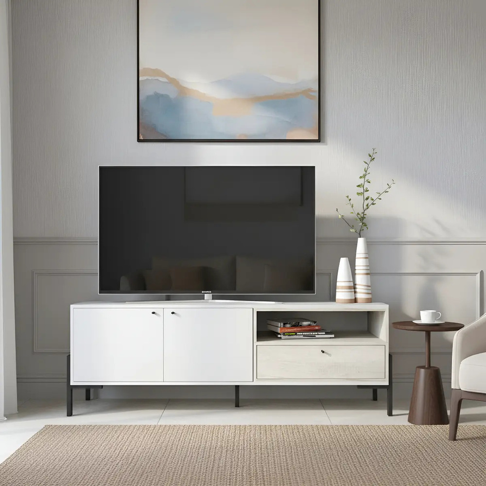 MESA DE TV MODERNA VICENTE BLANCO Y ARTIKO RYR MUEBLES - 1