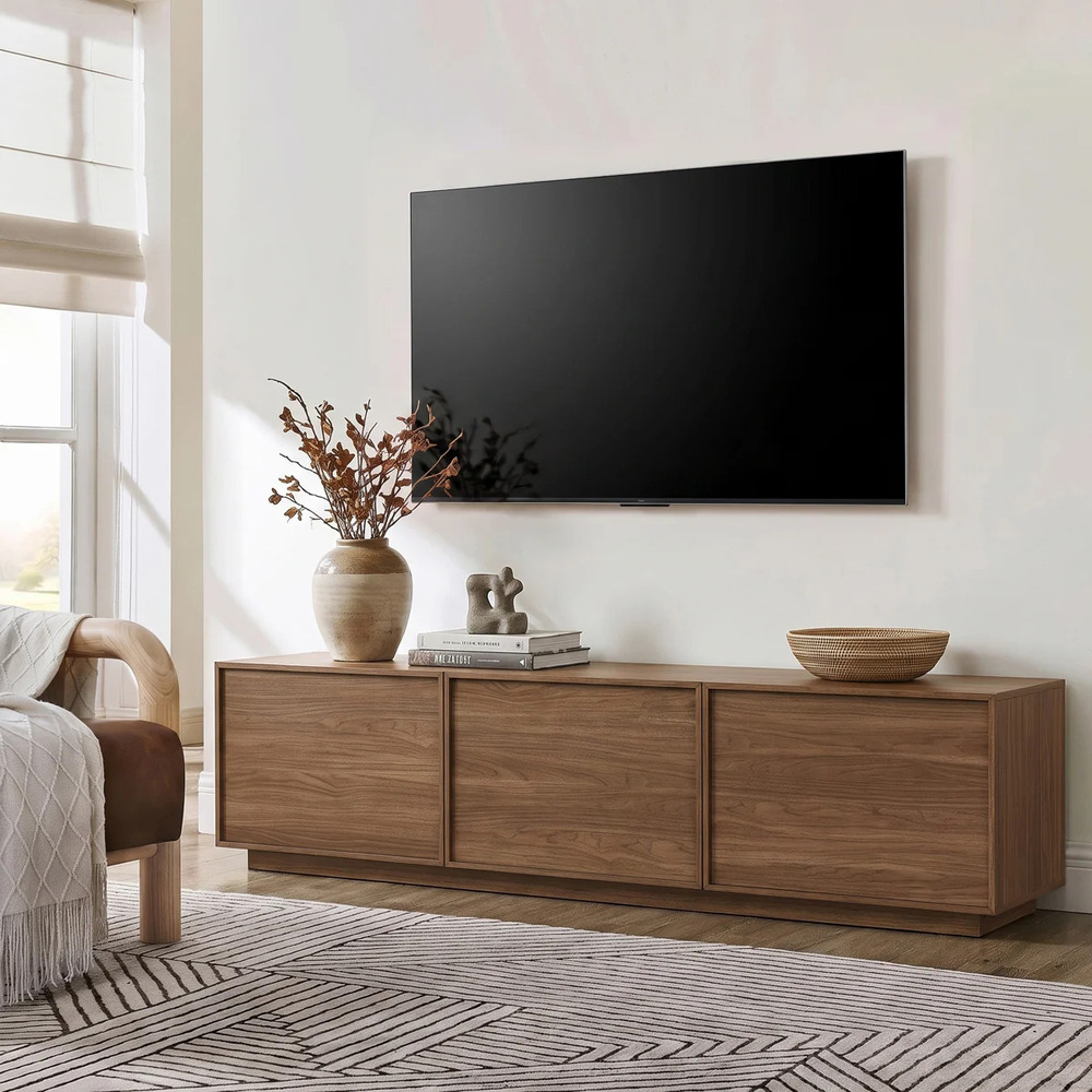 MESA DE TV MODERNA ZAVALA 3 PUERTAS MARRÓN RYR MUEBLES - 1