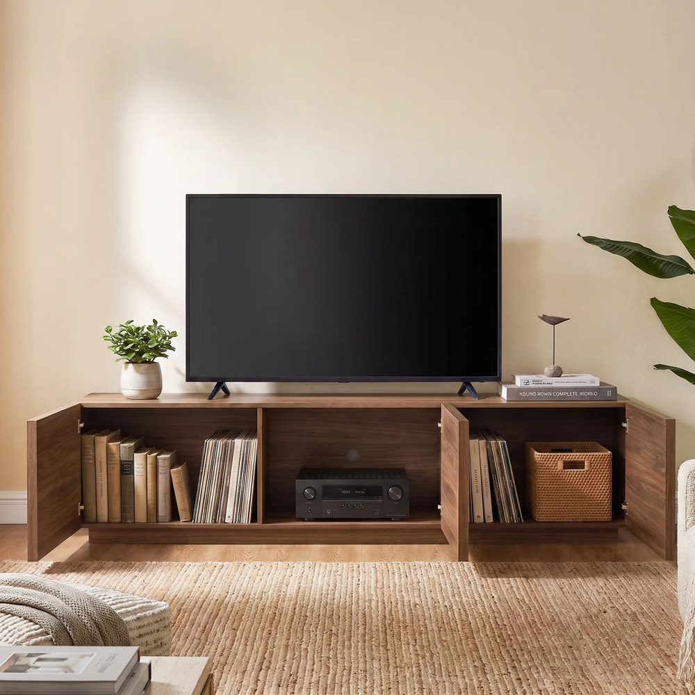 MESA DE TV MODERNA ZAVALA 3 PUERTAS MARRÓN RYR MUEBLES - 2