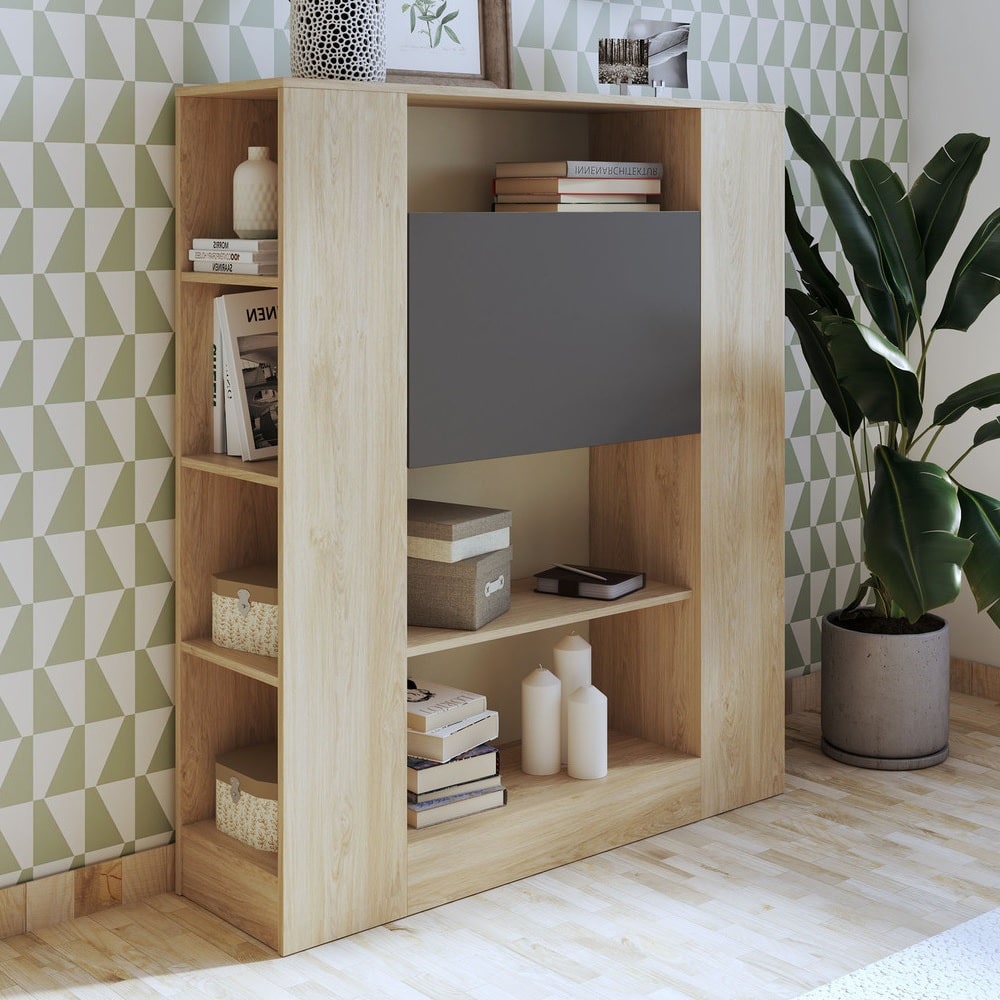 ESTANTE CON ESCRITORIO PLEGABLE JHON DUNA Y NEGRO RYR MUEBLES - 2