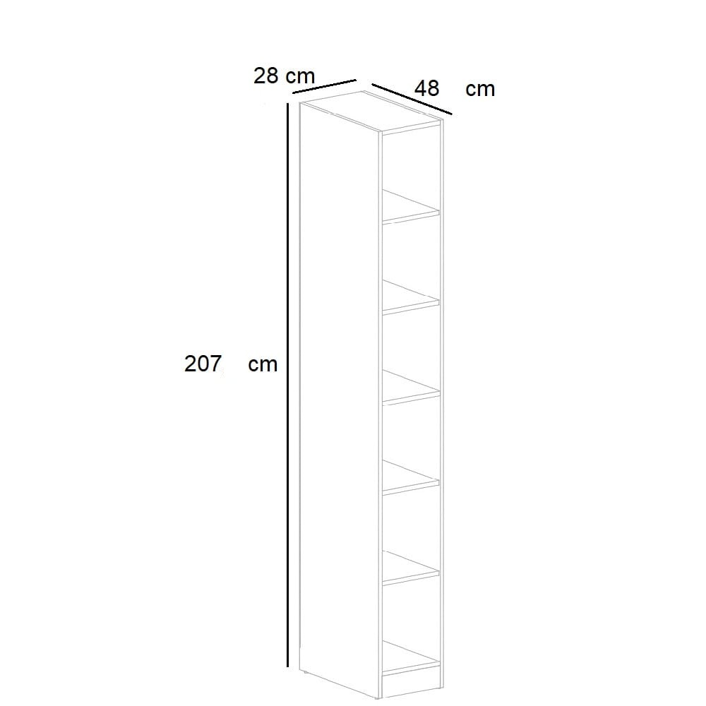 ESTANTE LIBRERO ESTRECHO RICARDO 6 ESPACIOS DUNA ALTO 207 CM RYR MUEBLES - 3