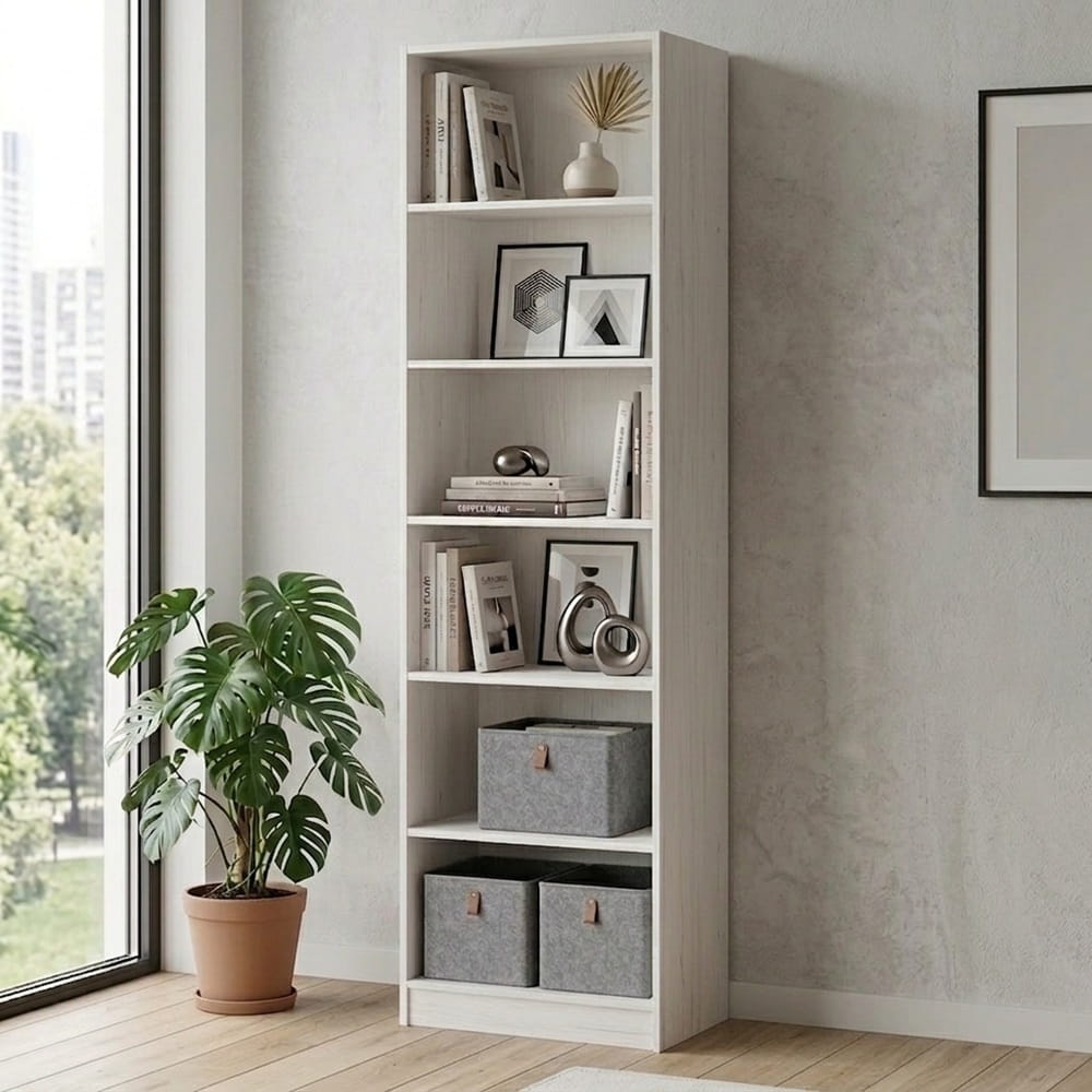 ESTANTE LIBRERO ABIERTO CAMILO 6 ESPACIOS BLANCO ALTO 208 CM RYR MUEBLES - 1